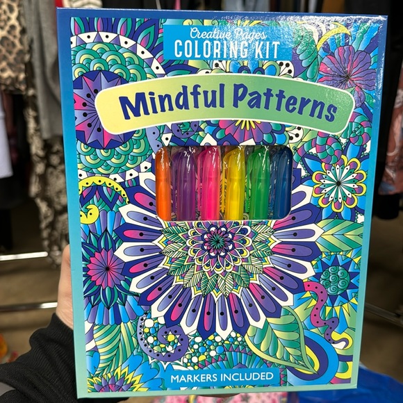 Other - Mindful Patterns Coloring Book Set with Markers NEW